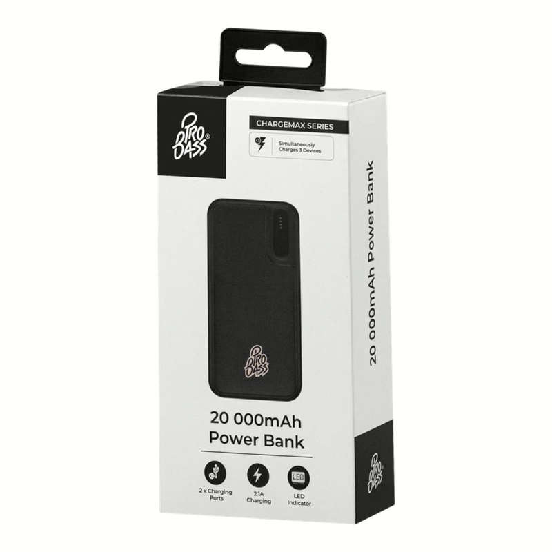 Pro Bass ChargeMax 20,000mAh Power Bank Black