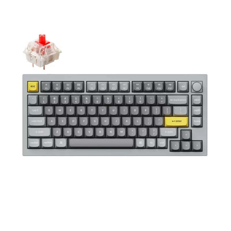 Keychron Q1 75 Gateron G Pro Red Switch RGB Wired Keyboard With Knob - Grey