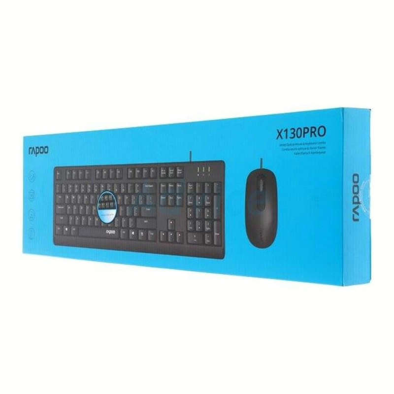 Rapoo X130PRO USB Wired Optical Keyboard and Mouse Combo Black