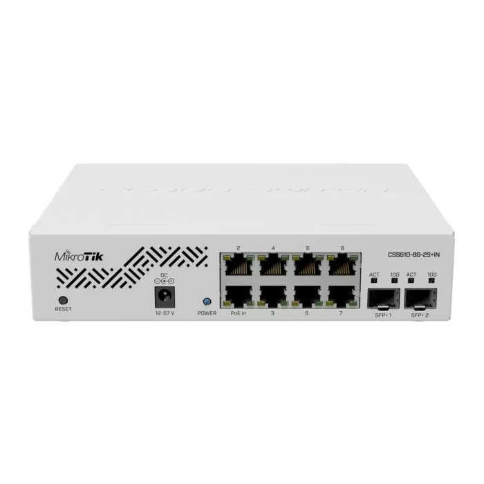 Mikrotik SwOS Cloud Switch 8 Port Gigabit 2SFP+ PoE input | CSS610-8G-2S+in