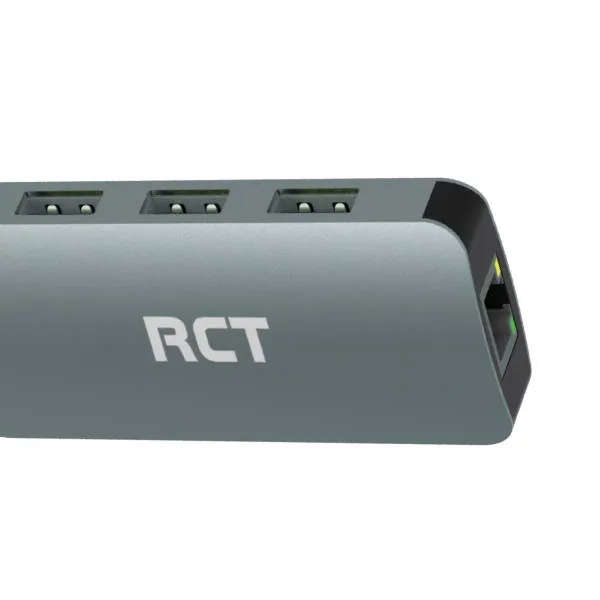 RCT USB Type-A to RJ45 Adapter with 3-Port USB 3.0 Type-A Hub
