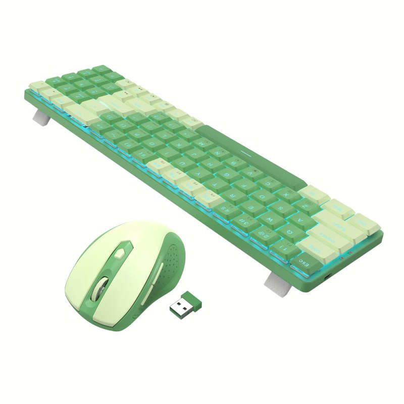 Redragon BS8772 Wireless Keyboard and Mouse Combo - Green/White