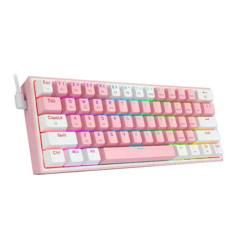 Redragon Fizz Pro RGB 61 Key Mechanical Wireless Gaming Keyboard - Pink/White