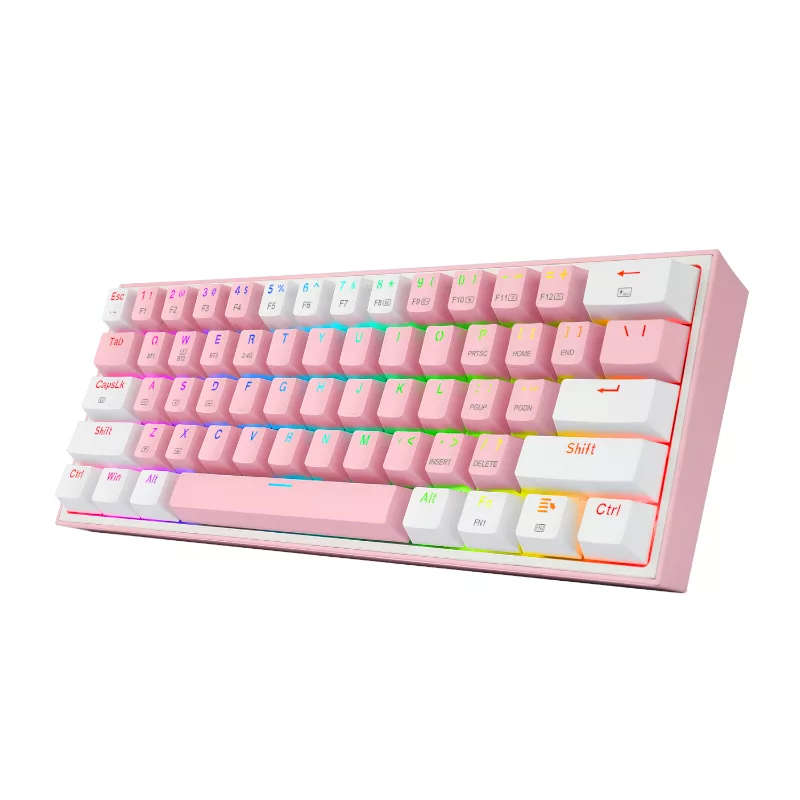 Redragon Fizz Pro RGB 61 Key Mechanical Wireless Gaming Keyboard - Pink/White