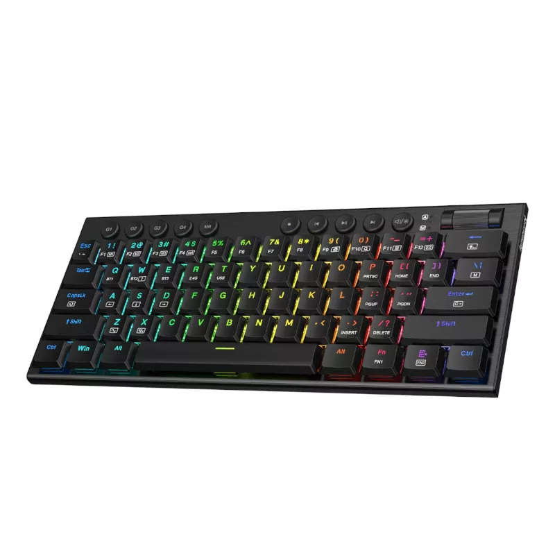 Redragon Noctis Pro 61-Key Red Switch RGB Low Profile Wireless Gaming Mechanical Keyboard - Black