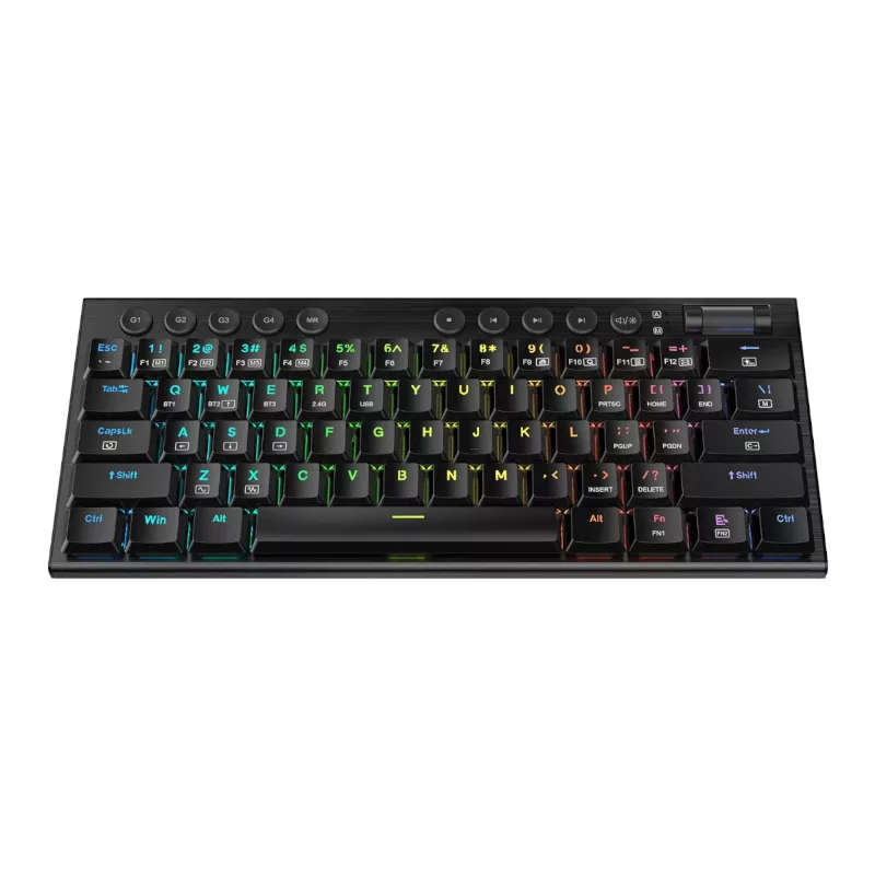 Redragon Noctis Pro 61-Key Red Switch RGB Low Profile Wireless Gaming Mechanical Keyboard - Black