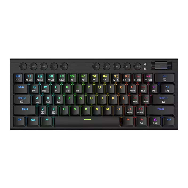 Redragon Noctis Pro 61-Key Red Switch RGB Low Profile Wireless Gaming Mechanical Keyboard - Black