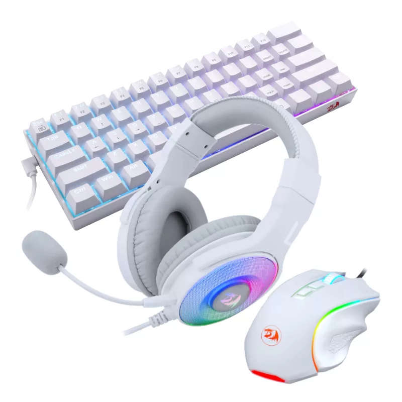 Redragon 3-in-1 Keyboard Mouse and Headsets Wired Combo White