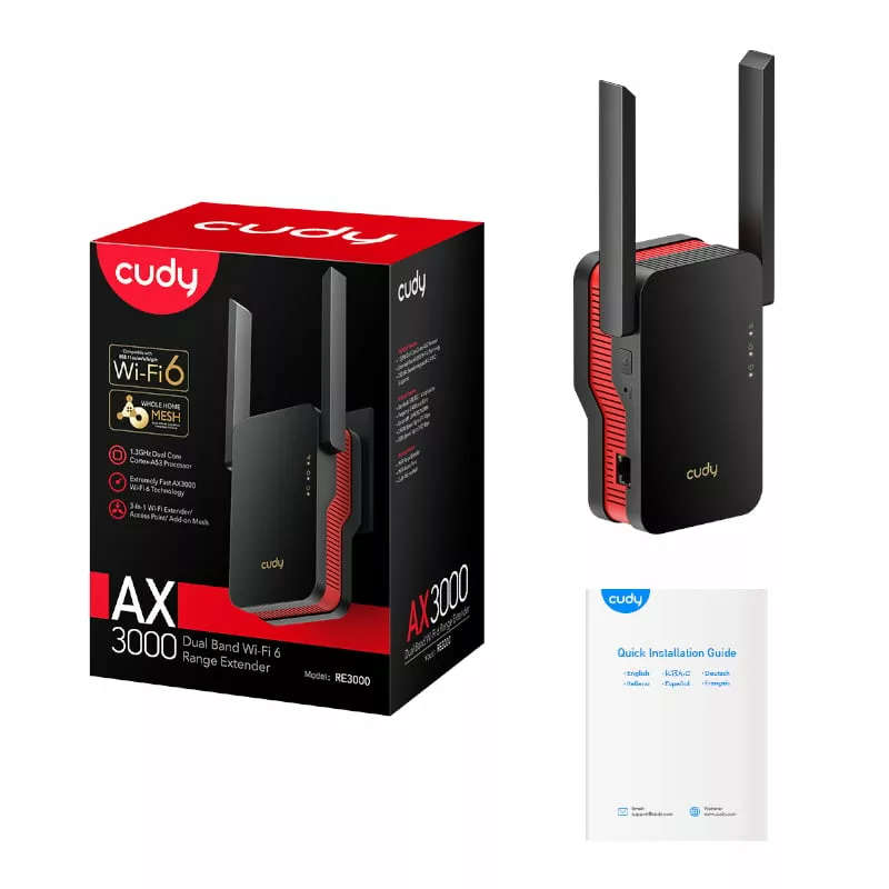 Cudy RE3000 AX3000 Dual Band Wi-Fi 6 Range Extender