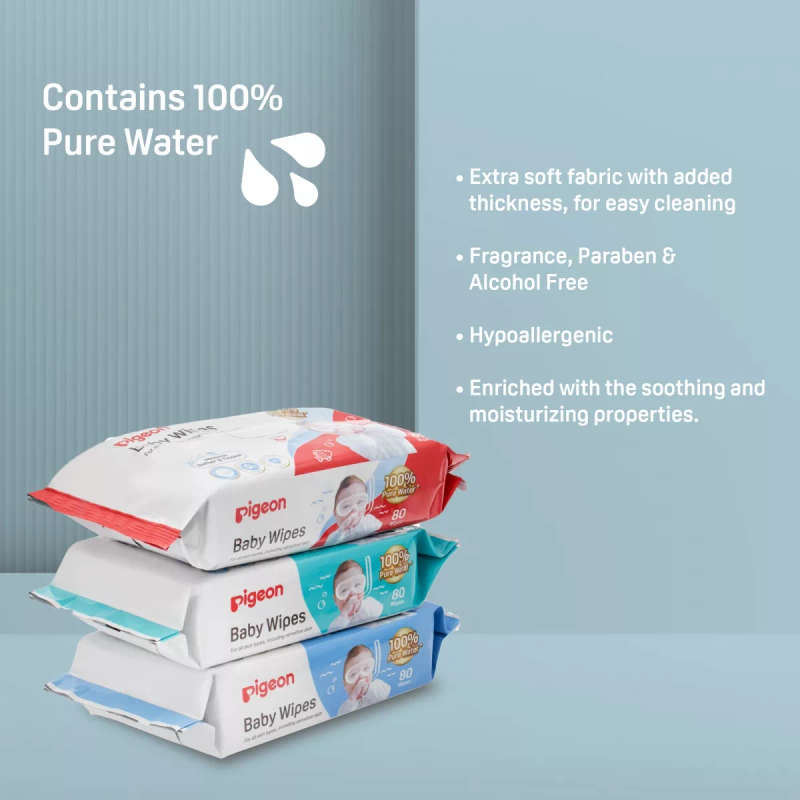 Pigeon - BABY WIPES 80'S 100% WATER 6-in-1 REFILL PACK