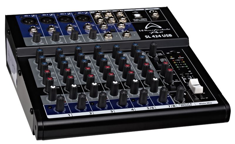 Wharfedale 8-Channel, 4 Mic, 2 Stereo, 2 Bus Mixer with USB