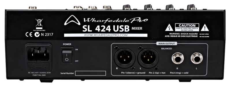Wharfedale 8-Channel, 4 Mic, 2 Stereo, 2 Bus Mixer with USB
