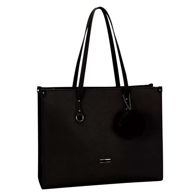 SupaNova PomPom Ladies Notebook Bag Black