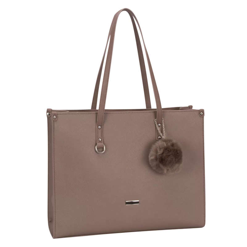 Supanova Pompom Ladies Laptop Bag Taupe
