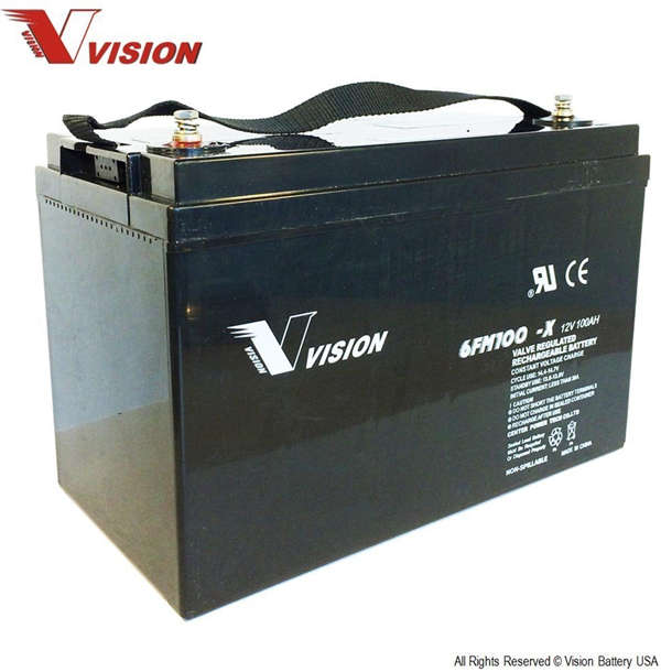 Vision 100Ah 12V Deep Cycle AGM (eXtra Heavy Duty 6FM100Z-X)