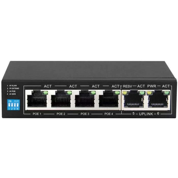 Scoop 6-port 60W Fast Ethernet AI PoE Network Switch