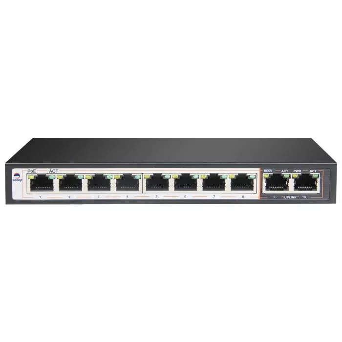 Scoop 8-port 96W Gigabit Fast Ethernet AI PoE Network Switch