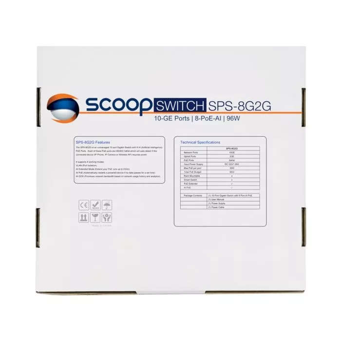 Scoop 10-port 96W Gigabit AI PoE Network Switch