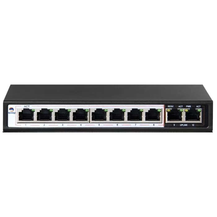 Scoop 10-port 96W Gigabit AI PoE Network Switch