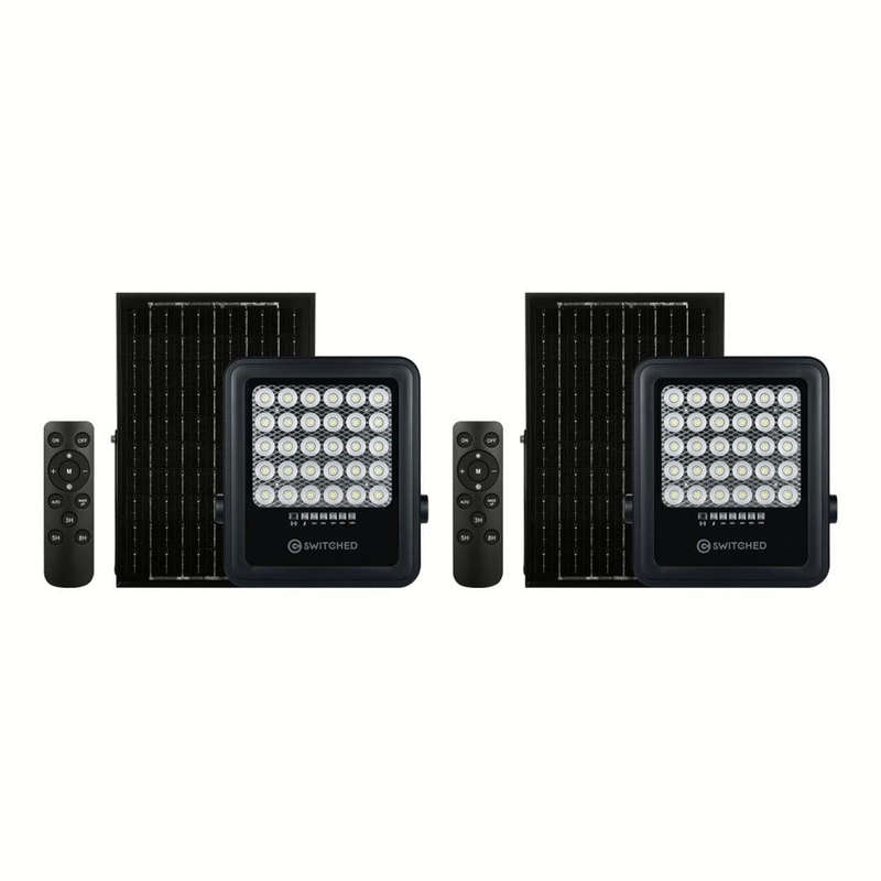 2 x SWITCHED  100W Solar Floodlight with Remote