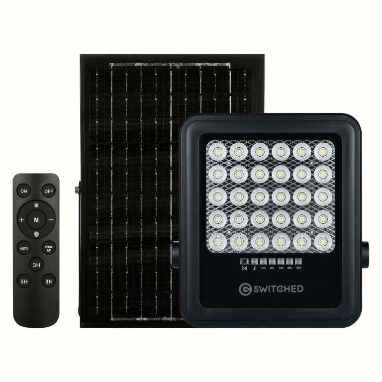Switched Urban Pro Series 100W Floodlight with Solar Panel and Remote