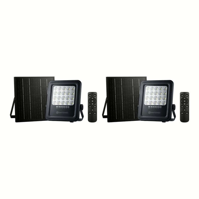2 x SWITCHED   50W Solar Floodlight with Remote
