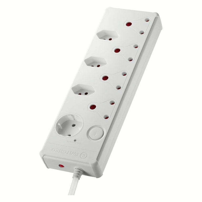 Switched 8-way Medium Surge Protection Multiplug with 0.5m Cord White