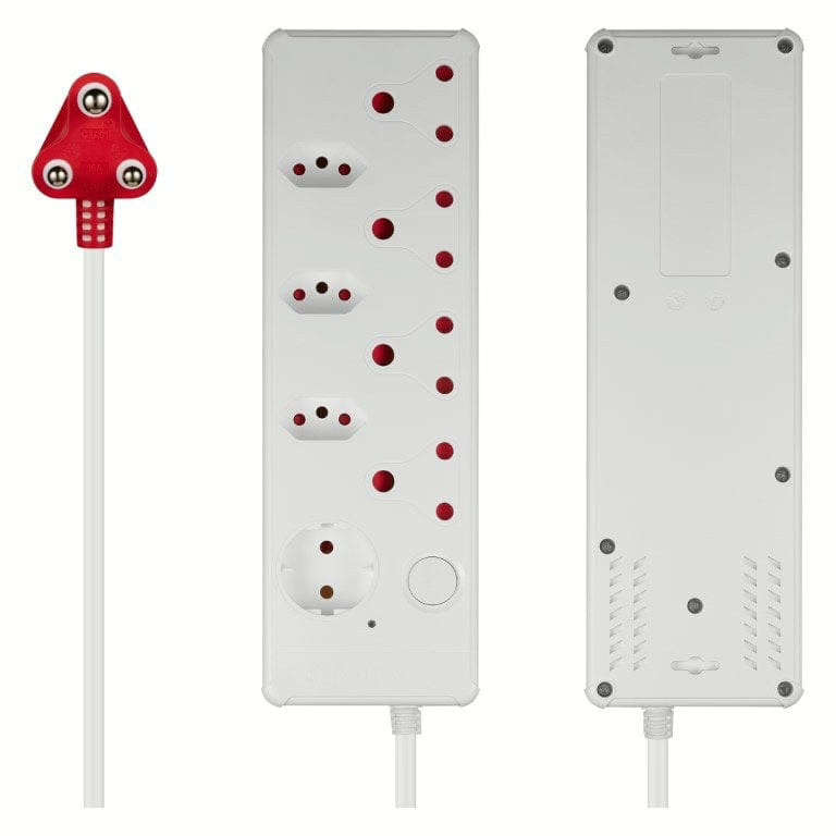 Switched 8-way Medium Surge Protection Multiplug with 0.5m Cord White