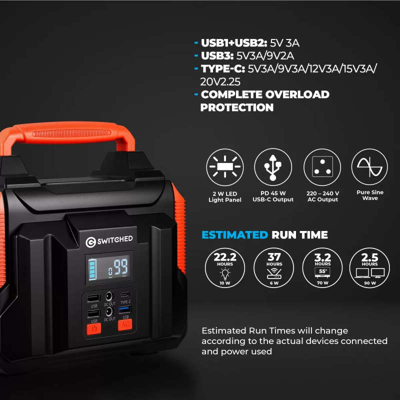 Switched 300W 222Wh Portable Power Station