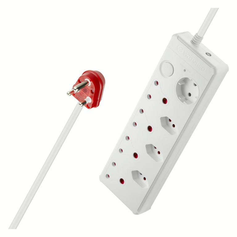Switched 8-way High Surge Protection Multiplug with 0.5m Cord White