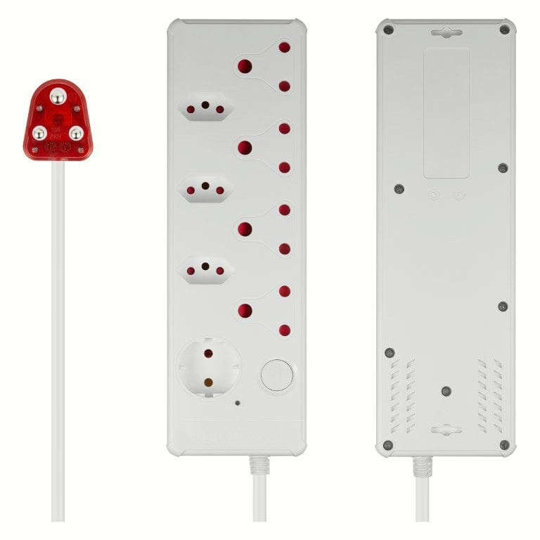Switched 8-way High Surge Protection Multiplug with 0.5m Cord White