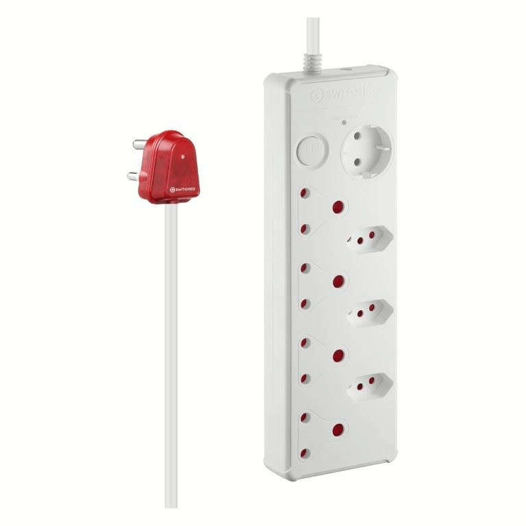 Switched 8-way High Surge Protection Multiplug with 0.5m Cord White
