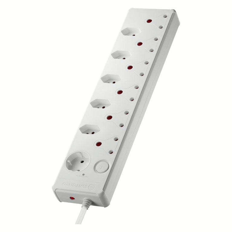 Switched 12-way High Surge Protection Multiplug with 0.5m Cord White