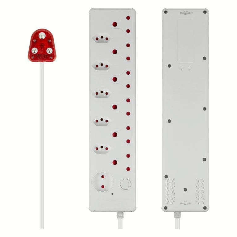 Switched 12-way High Surge Protection Multiplug with 0.5m Cord White