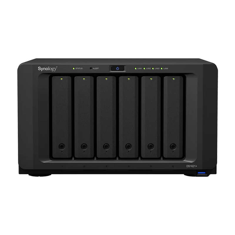 DiskStation 6-Bay NAS (up to 16-bay); Quad-Core 2.2GHz; 4GB DDR4 ECC RAM (up to 32GB); 4x GbE LAN...