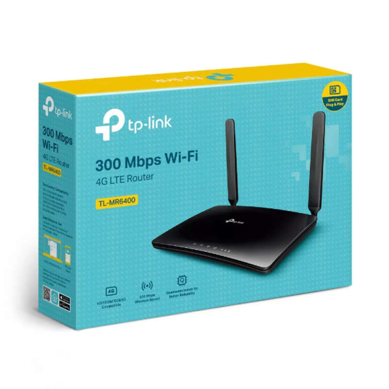 TP-Link TL-MR6400 Wi-Fi 4 Wireless Router Single-band 2.4GHz Fast Ethernet 3G 4G Black