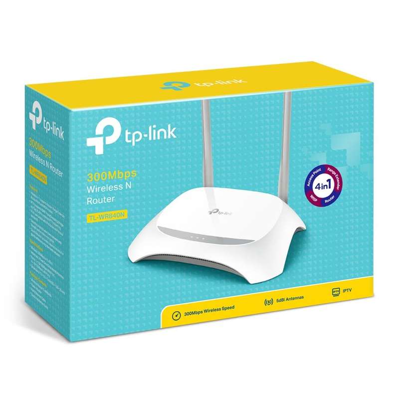 TP-Link TL-WR840N Wi-Fi 4 Wireless Router Single-band 2.4GHz Fast Ethernet Gray and White