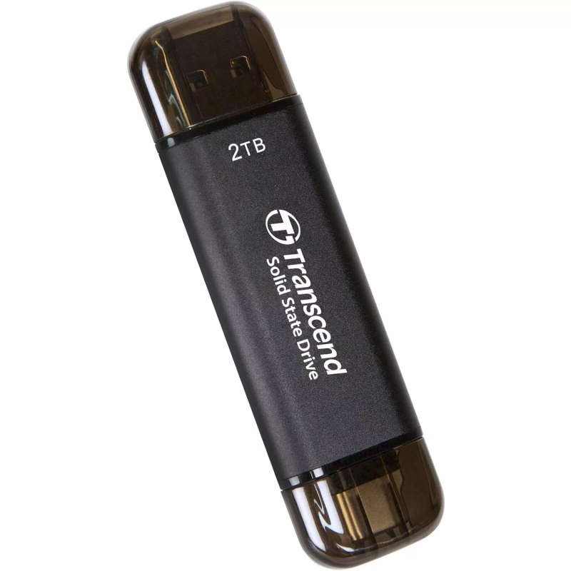 Transcend 2TB USB with Type-C and Type-A Portable SSD Black 