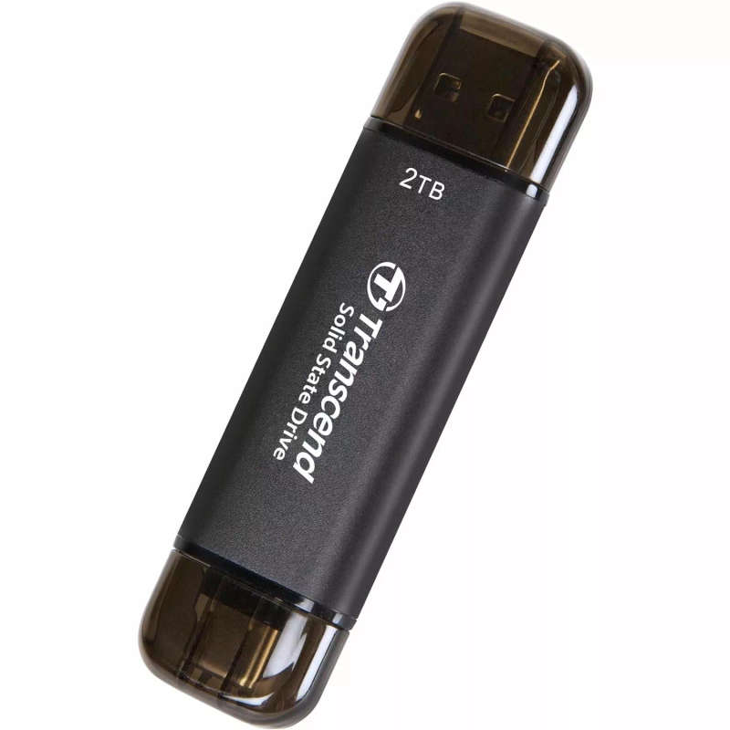 Transcend 2TB USB with Type-C and Type-A Portable SSD Black 