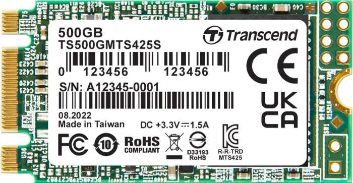 Transcend 425S M.2 500GB Serial ATA III 3D NAND Internal SSD