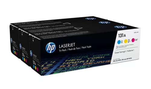 HP 131A Cyan Magenta Yellow Toner Cartridges 5,400 Pages Each Original U0SL1AM 3-pack