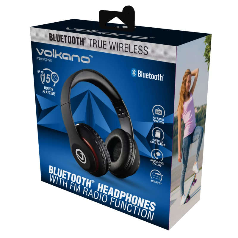 Volkano Impluse Series Bluetooth Headphones Black