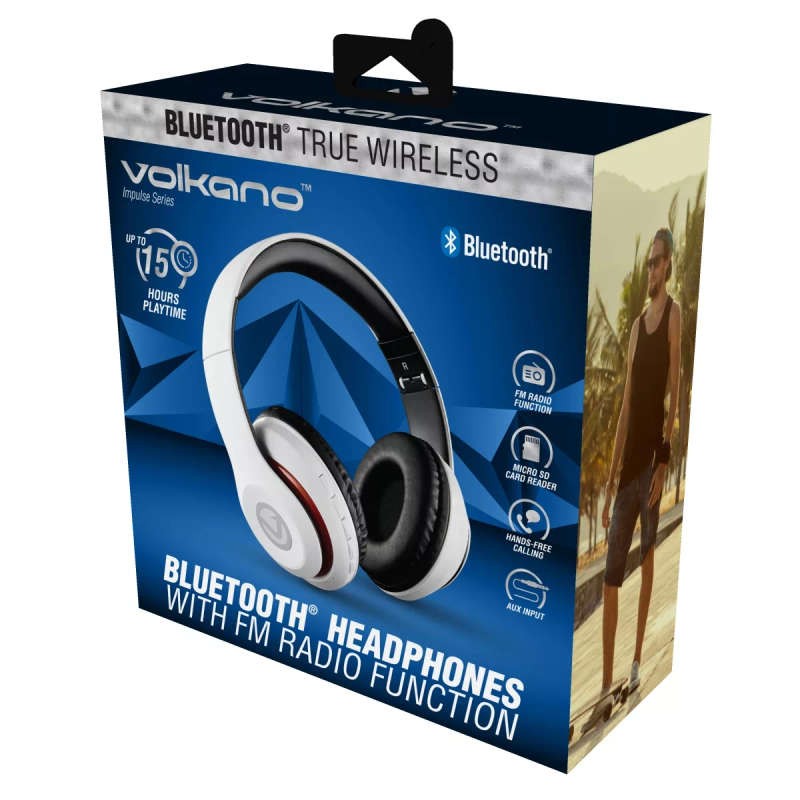 Volkano Impulse Series Bluetooth Headphones White