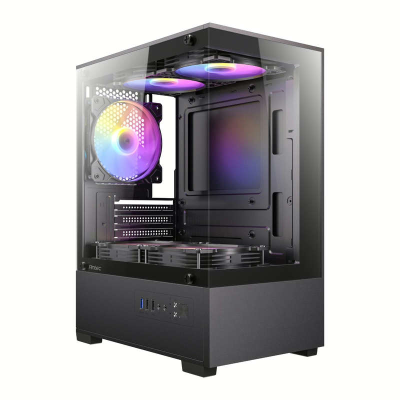 Antec VCX100M RGB Elite ATX, Micro-ATX, ITX Mini Tower Gaming Chassis  Black