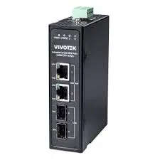 Vivotek AW-IHB-0400 4-Port RJ45/SFP Gigabit PoE+ Unmanaged Industrial Network Switch