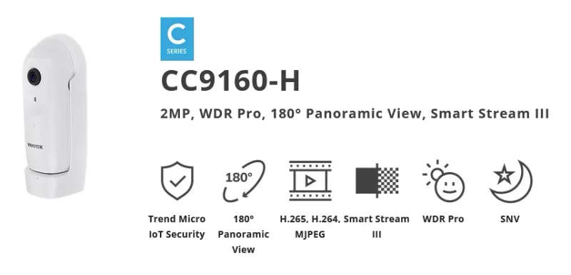 Vivotek C Series 2MP 180 Degree Panoramic Network Camera CC9160-H