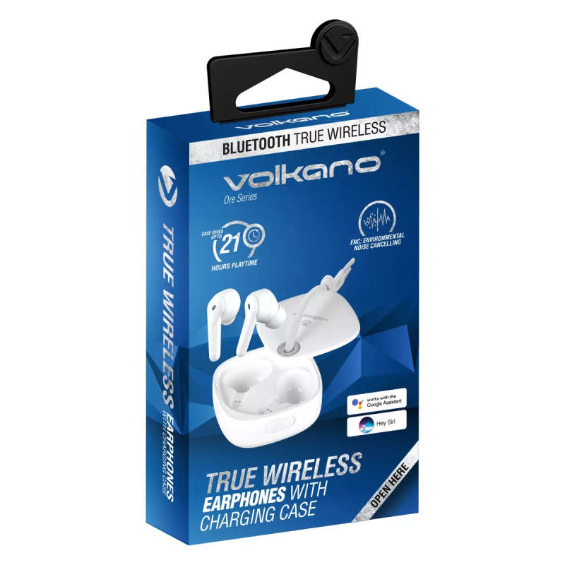 Volkano Ore Series TWS Earphones with Charging Case White