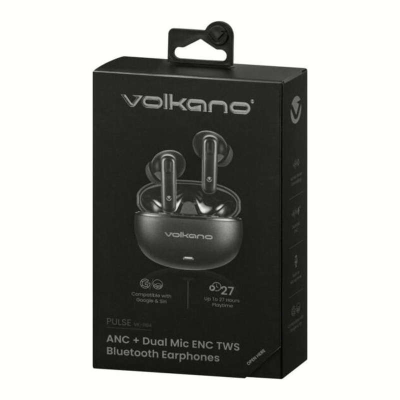 Volkano Pulse Series Wireless Earbuds with Charging Case Black