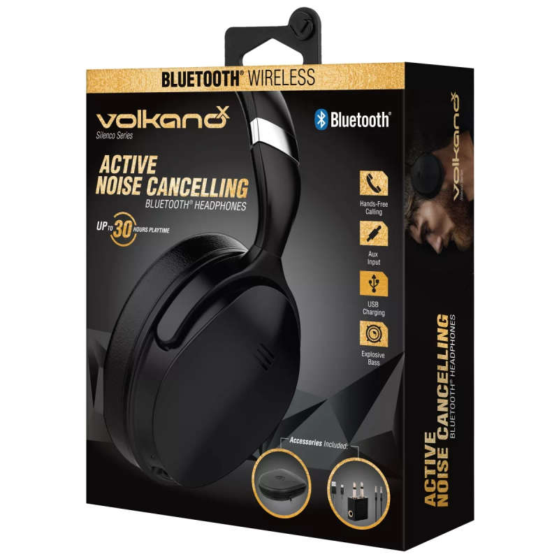 VolkanoX Silenco Series Active Noise Cancelling Headphones - Black