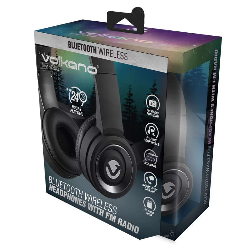 Volkano Lunar 2.0 Series Bluetooth headphones - Black/Silver
